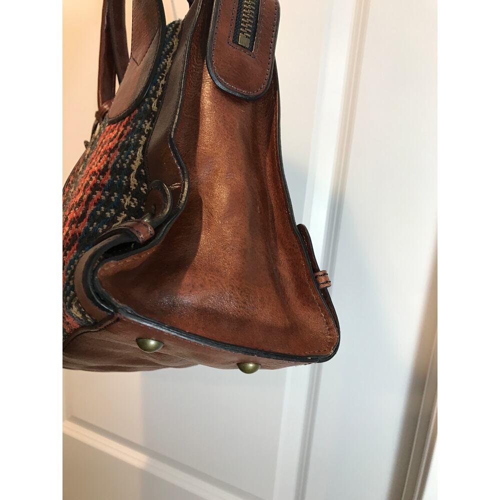 Fossil Vintage Reissue Satchel in Leather and Plaid Tweed Panels - Picture 5 of 11